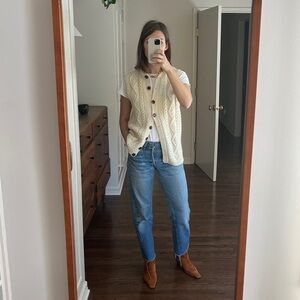 Wool Hand Knit Cream Cable Knit Vest